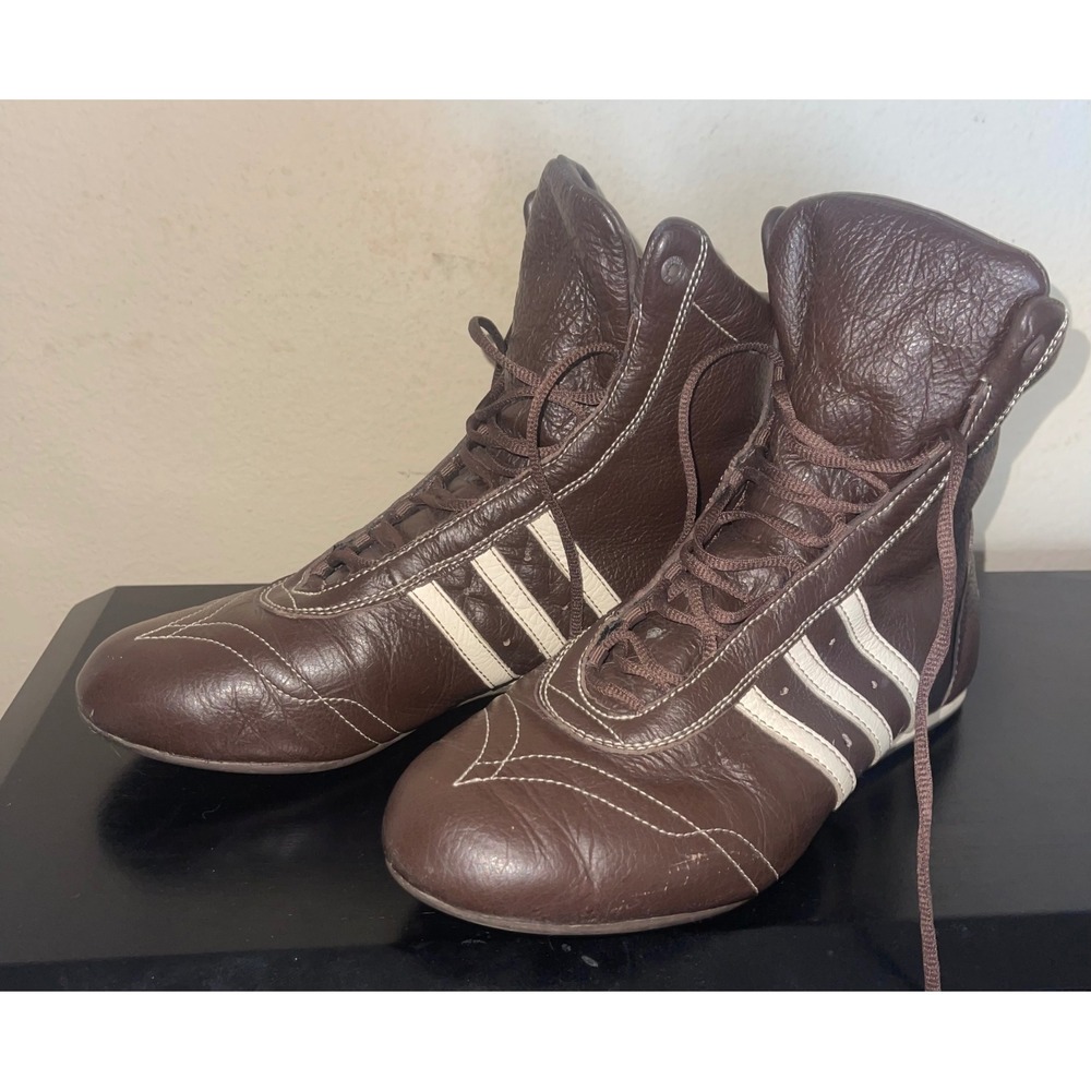 Vintage Adidas Boxing Boots Brown Leather 8.5 2004 Y2K Wrestling Sneakers 021476